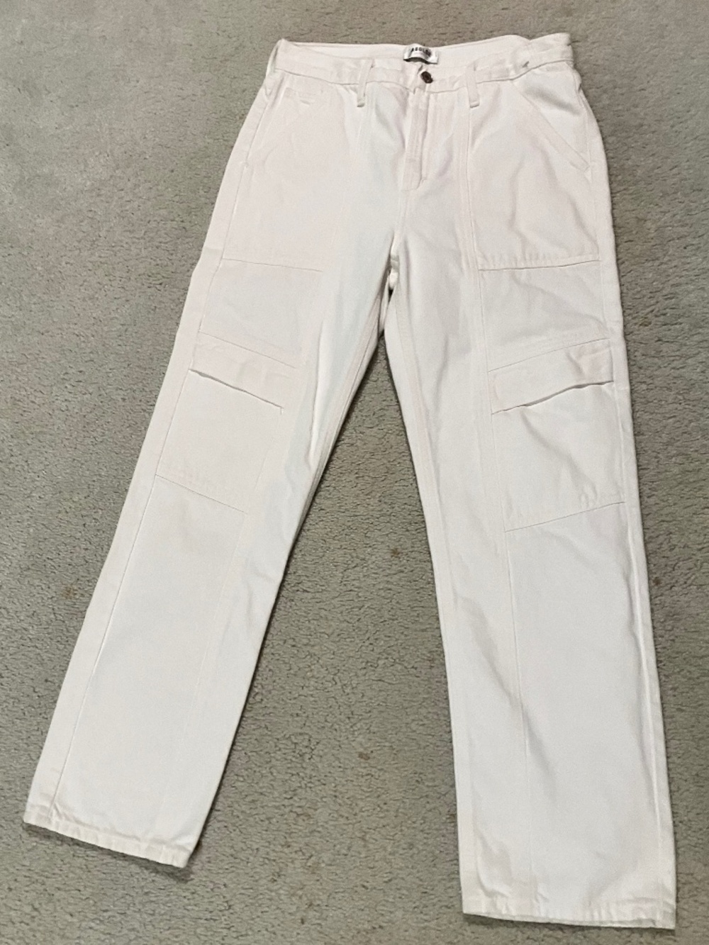 AGOLDE Cooper Cargo Jean Milkshake White Utility Pants Size 27 Organic Cotton